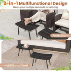 Tangkula Set of 2 Patio Ottomans, Outdoor Wicker Footrest Extra Seating - Image 9