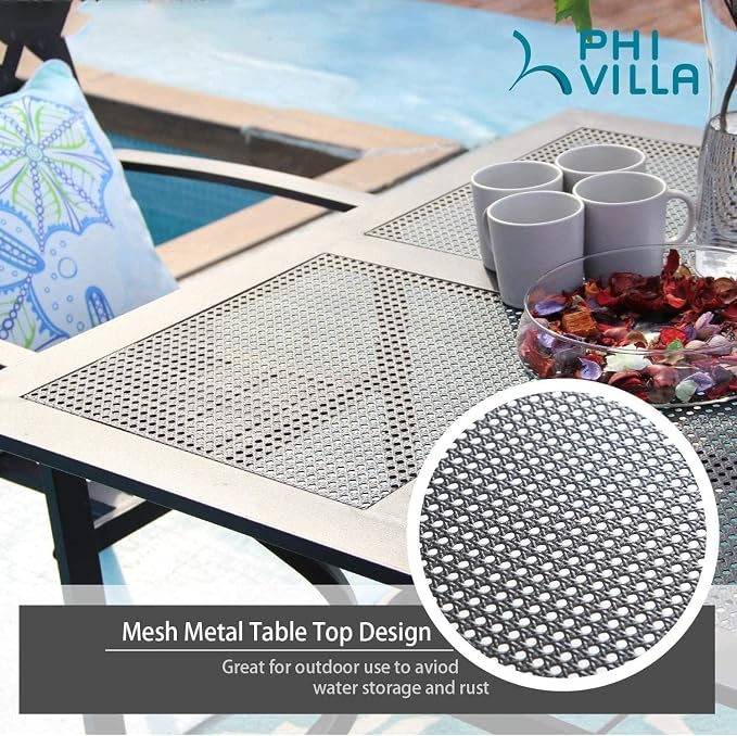 PHI VILLA 5 Pieces Outdoor Patio Dining Set - Image 5