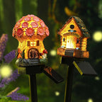 2 Pack Mushroom Fairy House Solar Light Spring Outdoor Garden Home Statue LED - Image 5