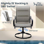 PHI VILLA Patio Dining Set 5 Piece, 4 Padded Textilene Swivel Patio Chairs and - Image 2