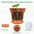 10 Inch Plastic-Flower-Pot-for-Indoor-Plants, 4 Pack Large Outdoor Planter Pot - Image 5