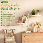 Window Rotating Plant Stand Shelf Indoor White Metal Floating Shelves 2-Tier - Image 3