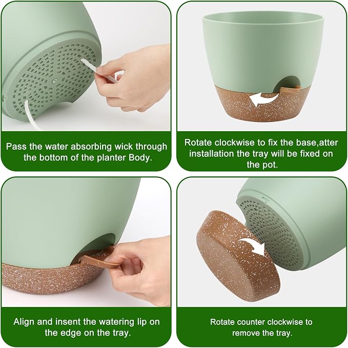 Plant Pots 10/9/8/7.5/7 Inch Self Watering Pots, Plastic Flower Pots, Nursery - Image 2