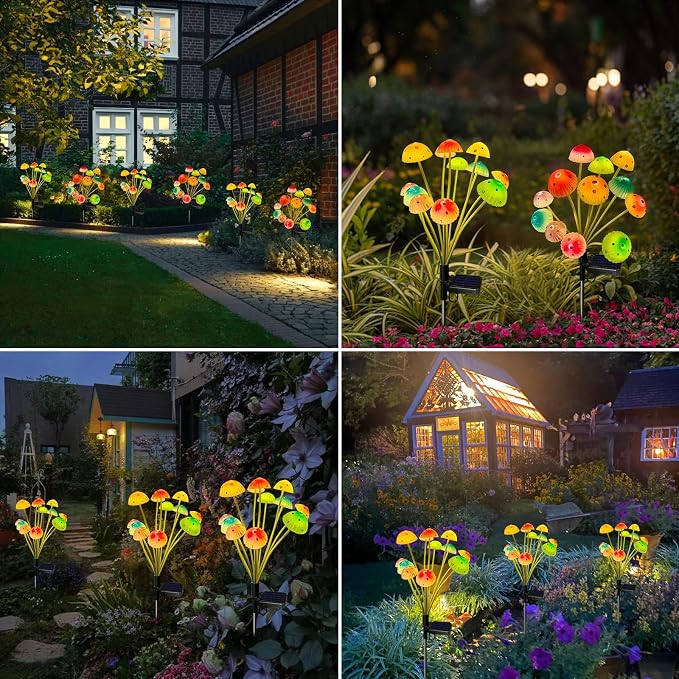 Kohlrabi Solar Garden Lights, 6 Pack Solar Mushroom Lights Outdoor, Upgraded - Image 4