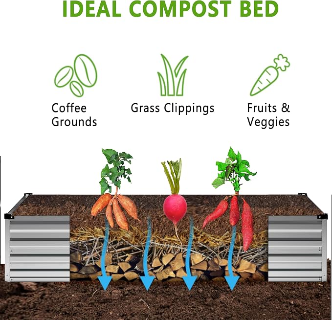 2PCS 8x4x1FT Galvanized Raised Garden Bed Kit, Vegetable Boxes-Rectangle Metal - Image 3