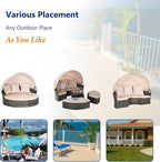 Merax 5 Pieces Outdoor Patio Round Daybed Furniture, All-Weather Wicker - Image 4