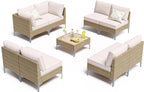9 Piece Patio Furniture Set, Wicker Modular Outdoor Furniture - Image 6