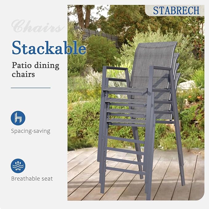 Outdoor Bar Stools Set of 2, Bar Height Chairs - Image 4