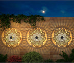2 Pack Solar Fence Lights Metal Solar Powered Outdoor Wall Deck Lights Lotus - Image 2