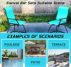 LEVELEVE Patio Bar Set 2pcs Swivel Bar Stools Outdoor Bistro Textilene - Image 6