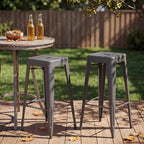Shahoo 30 Inches Metal Bar Stools Counter Height Stackable Backless Stools - Image 8