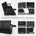 Wooden Porch Swing 3-Seater, High Backrest and Deep Seat, Bench Swing - Image 5