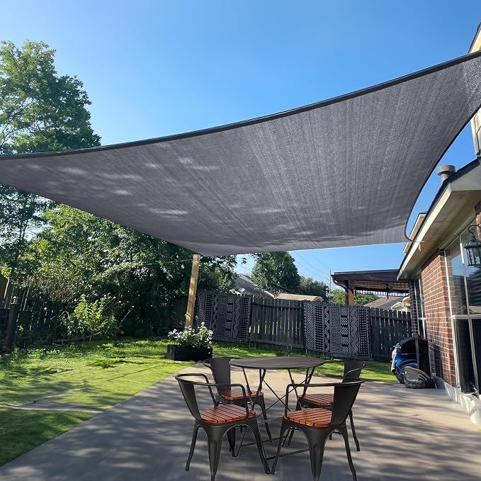 SUNLAX Sun Shade Sail 11' x 11' Dark Grey Rectangle Canopy Sail Shade Cover UV by SUNLAX