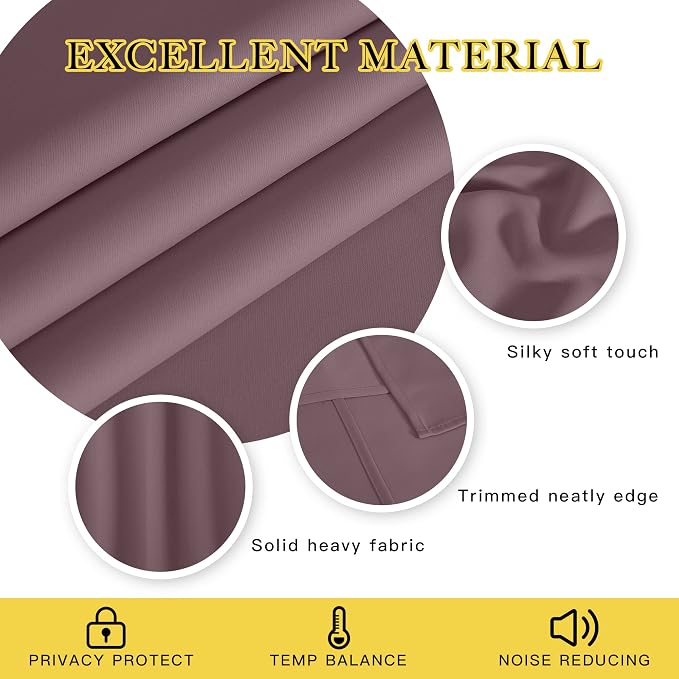 NICETOWN Dry Rose Blackout Curtains - Image 2