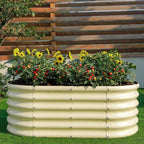 Land Guard 18“ Tall Outdoor Metal Raised Garden Bed, Oval Deep Root Planter Box - Image 5