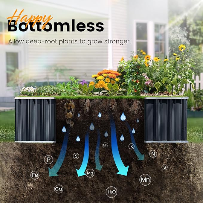 KING BIRD Raised Garden Bed 68" x 36" x 18" Heightened Galvanized Steel Metal - Image 7