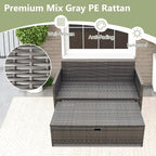 Tangkula Outdoor Rattan Daybed, Wicker Loveseat & 31 Gallon Storage Ottoman - Image 5