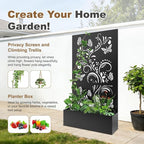 Metal Raised Garden Bed with Trellis & Privacy Screen, Modern Planter with - Image 3