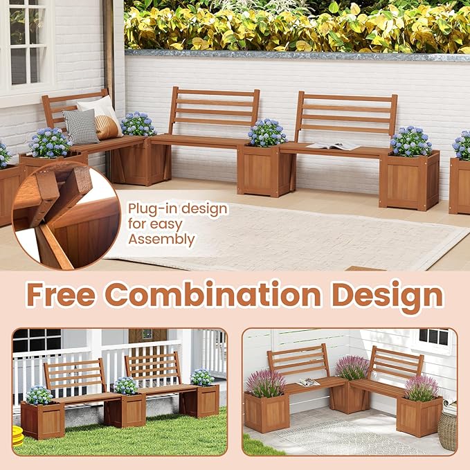 Giantex 2-in-1 Outdoor Bench - Image 6