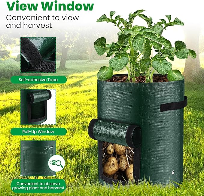 6 Pack Potato Grow Bags, 10 Gallon Planting Bags Durable PE Vegetable Planter - Image 5