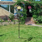 VCUTEKA Solar Lights Outdoor Metal Garden Stake Waterproof Crackle Glass Globe - Image 2