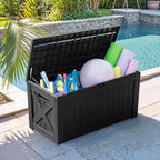 Flamaker Resin Deck Box 120 Gallon Waterproof Large Outdoor Indoor Storage Box - Image 3
