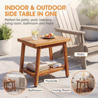 ENKEZI Small Acacia 16 Inches Outdoor Side Table, 2-Tier Sturdy Patio, End - Image 7