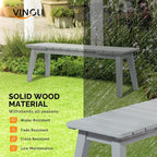 VINGLI Outdoor Wooden Bench, 45” 2-Person Backless Dining Bench, Weatherproof - Image 5
