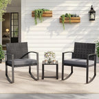 3 Pieces Outdoor Patio Furniture Set Rocking Bistro Set Outdoor Rattan - Image 6
