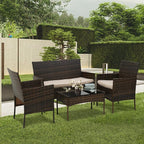 PayLessHere 4 Pieces Patio Furniture Set Rattan Outside Furniture Wicker Sofa - Image 2