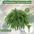 Single Silky Artificial Boston Fern Bush, 49Inch Large Artificial Ferns - Image 2