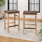 JONATHAN Y CSL1201C-SET2 Armand 25.6" Modern Coastal Backless Acacia Wood - Image 5