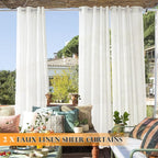 RYB HOME Linen Sheer Outdoor Curtains 84 inch Length 2 Panels Set, Lightweight - Image 3