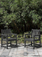 Patio Dining Chair Set of 2, HDPE Outdoor Dining Chair, Ergonomic HDPE Dining - Image 9