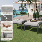 HOMREST Metal Outdoor Ottoman, 2-Piece Aluminum Footstool w/Removable Cushion - Image 4