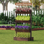 FILWH Wooden Raised Garden Bed Vertical Planter Box, Freestanding Plant Stand - Image 4