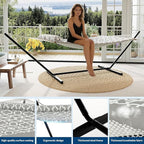 Double Hammock with Heavy-Duty Steel Stand, 2 Person Portable Hammock, 450LBS - Image 3