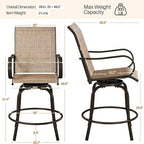 Yaheetech Patio Swivel Barstools Outdoor Chairs Set of 2, High Bistro Stools - Image 3