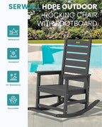 SERWALL Outdoor Rocking Chair Set of 4, Oversized HDPE Patio Rocking Chair - Image 4