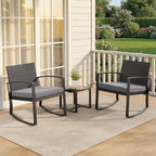 3 Pieces Outdoor Patio Furniture Set Rocking Bistro Set Outdoor Rattan - Image 8