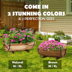 IDZO Solid Acacia Wood Half Barrel Planters Outdoor Set of 2 Different Sizes - Image 6