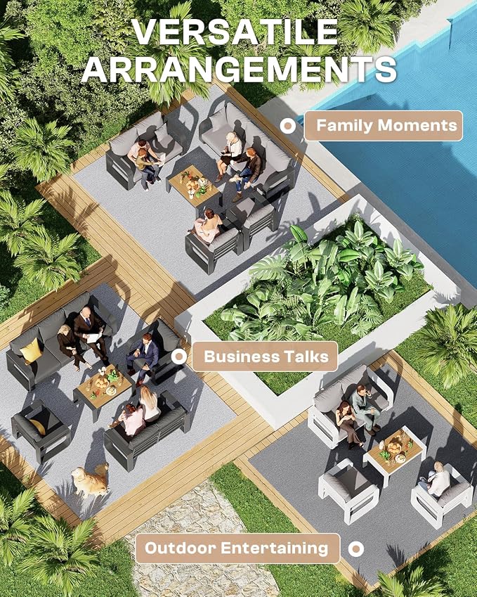 Aluminum Outdoor Patio Furniture Set, 4 Piece Oversized Patio Conversation Sets - Image 5
