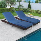 HOMREST Outdoor Chaise Lounge Chair Set of 2, Rattan Pool Sunbathing Recliner - Image 6