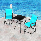 LEVELEVE Patio Bar Set 2pcs Swivel Bar Stools Outdoor Bistro Textilene - Image 3