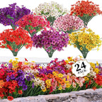 24 Bundles Artificial Flowers for Outdoors/Indoors, Fake Flowers Plants for by ColoPlay