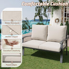 HOMREST Outdoor Loveseat Aluminum Patio Furniture Sofa, All-Weather Metal - Image 5