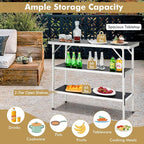 COSTWAY Folding Picnic Camping Table, Portable Lightweight Aluminum Table - Image 5