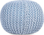 BIRDROCK HOME Round Pouf Ottoman | Cotton Braided Foot Stool - Image 9