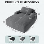 YITAHOME 67"L x 55"W Chaise Lounge Chair Indoor, Oversized Corduroy Upholstered - Image 2