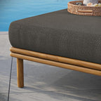Modway Wren Teak Wood Outdoor Ottoman in Natural Flint Gray - Image 6